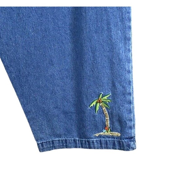 Palm Grove Womens Cropped Jeans Size 3X Palm Tree Embroidery Drawstring 44x19.5‎ - Picture 5 of 7